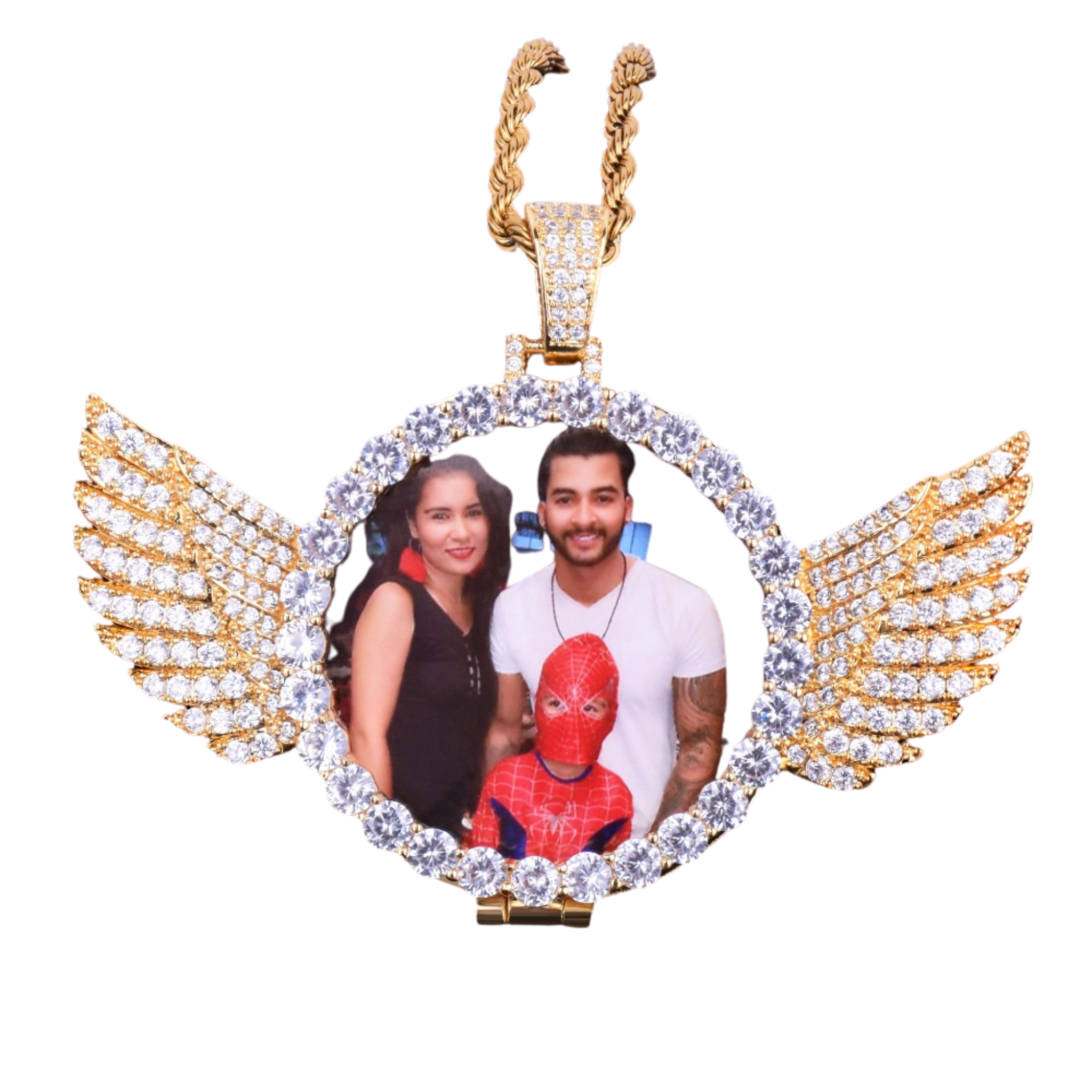 Angel Wing Medallion Custom Made Photo Circle Necklace Pendant