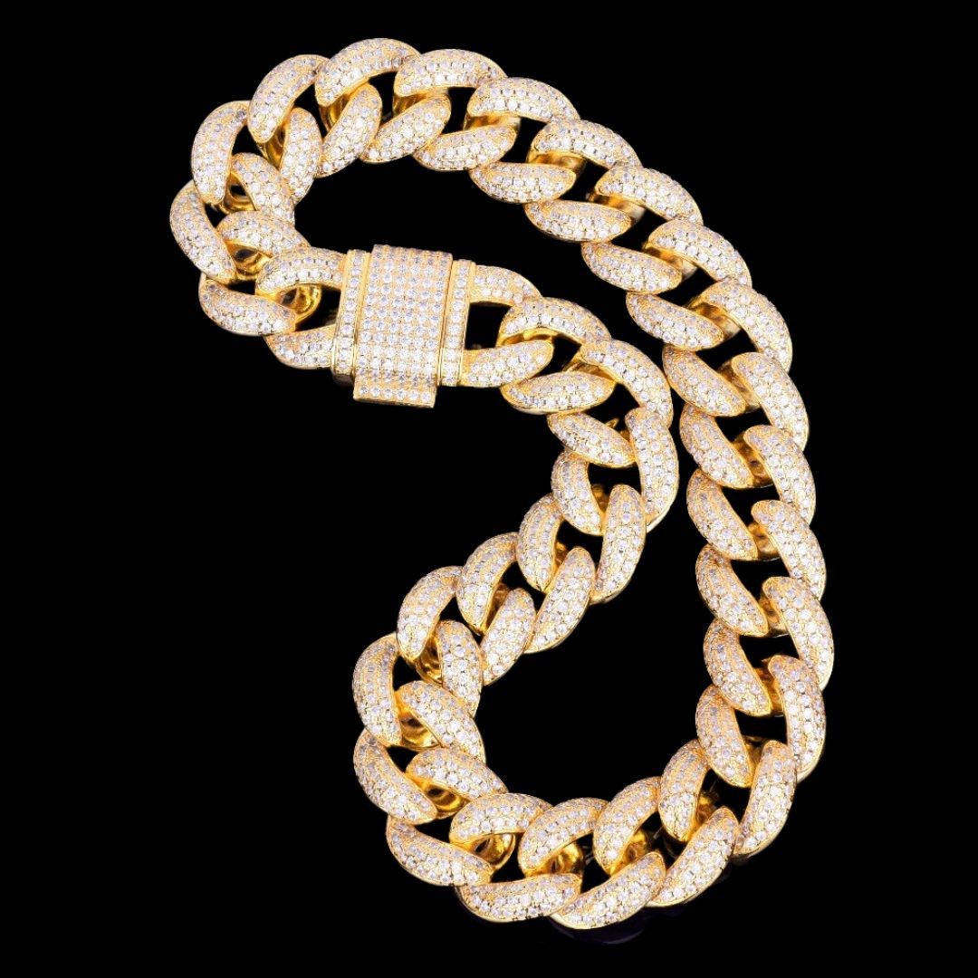 20MM Prong Baguette Iced Out Diamond Necklace Bracelet Set