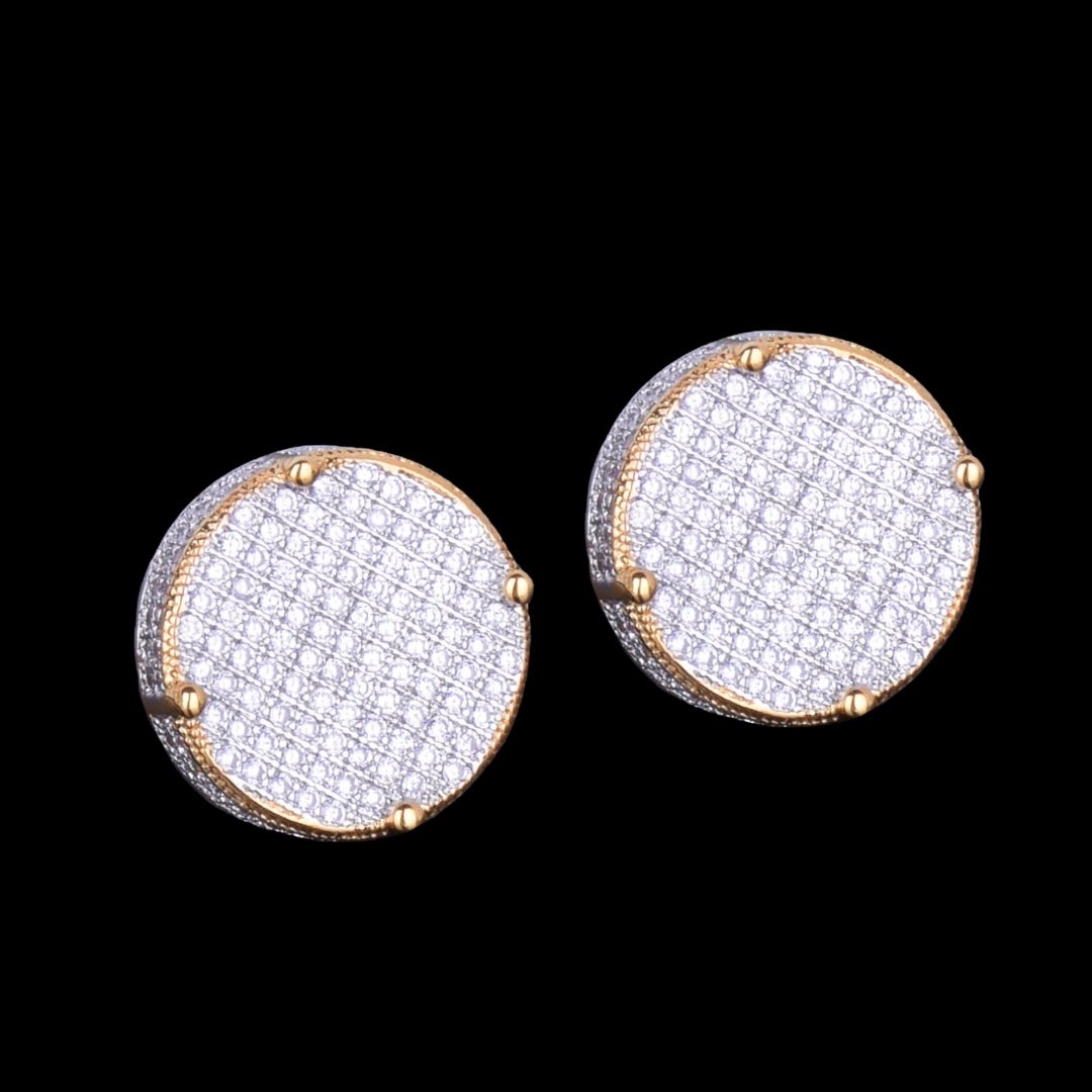 14MM Larger Round Full Shine Screw Back Unisex Iced Out Stud Earrings