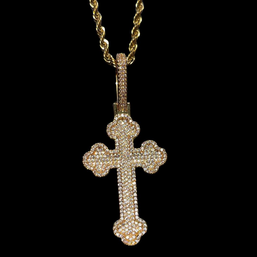 Cross Baguette Edition Iced Out Diamond Pendant Necklace