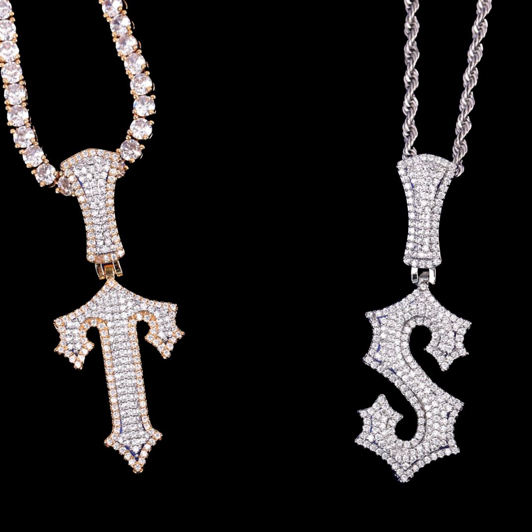Trap Rapper Star Iced Out Initial Custom Name Necklace Pendant