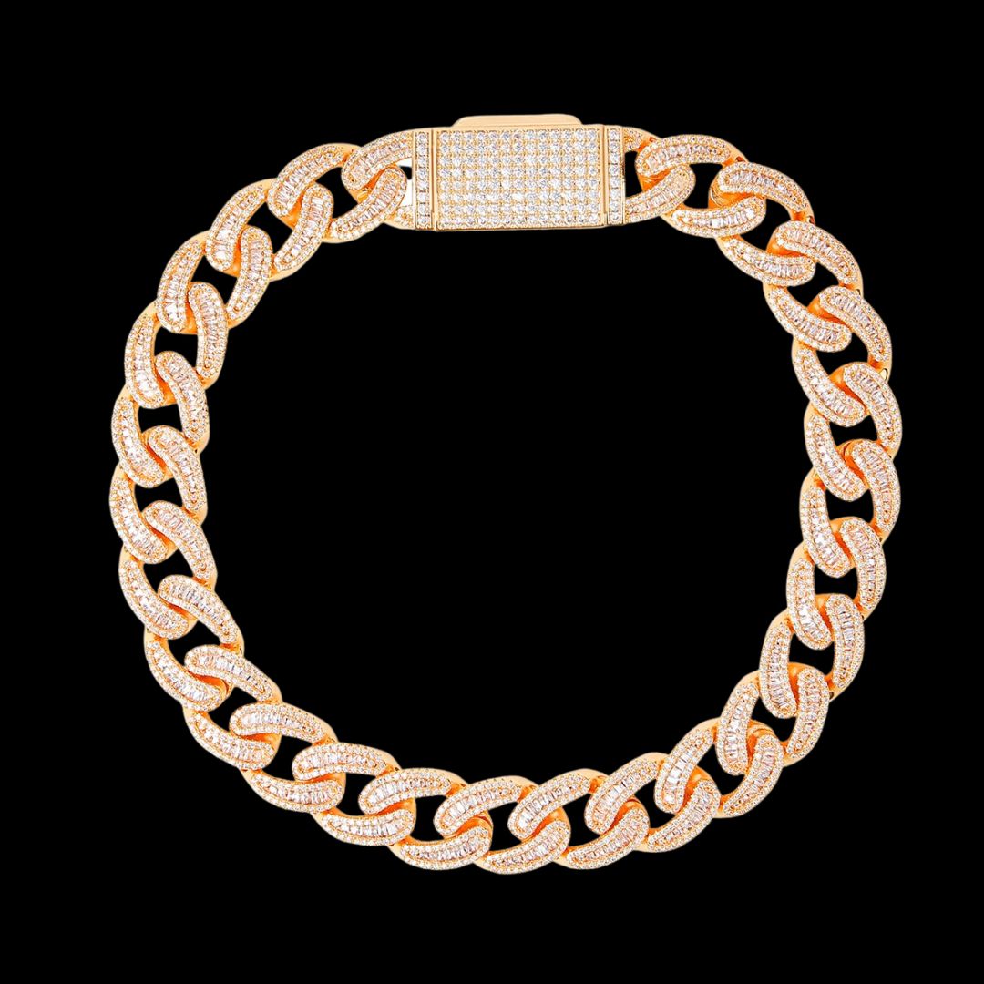 18MM Baguette and Tennis Iced Out Diamond Necklace Bracelet Set