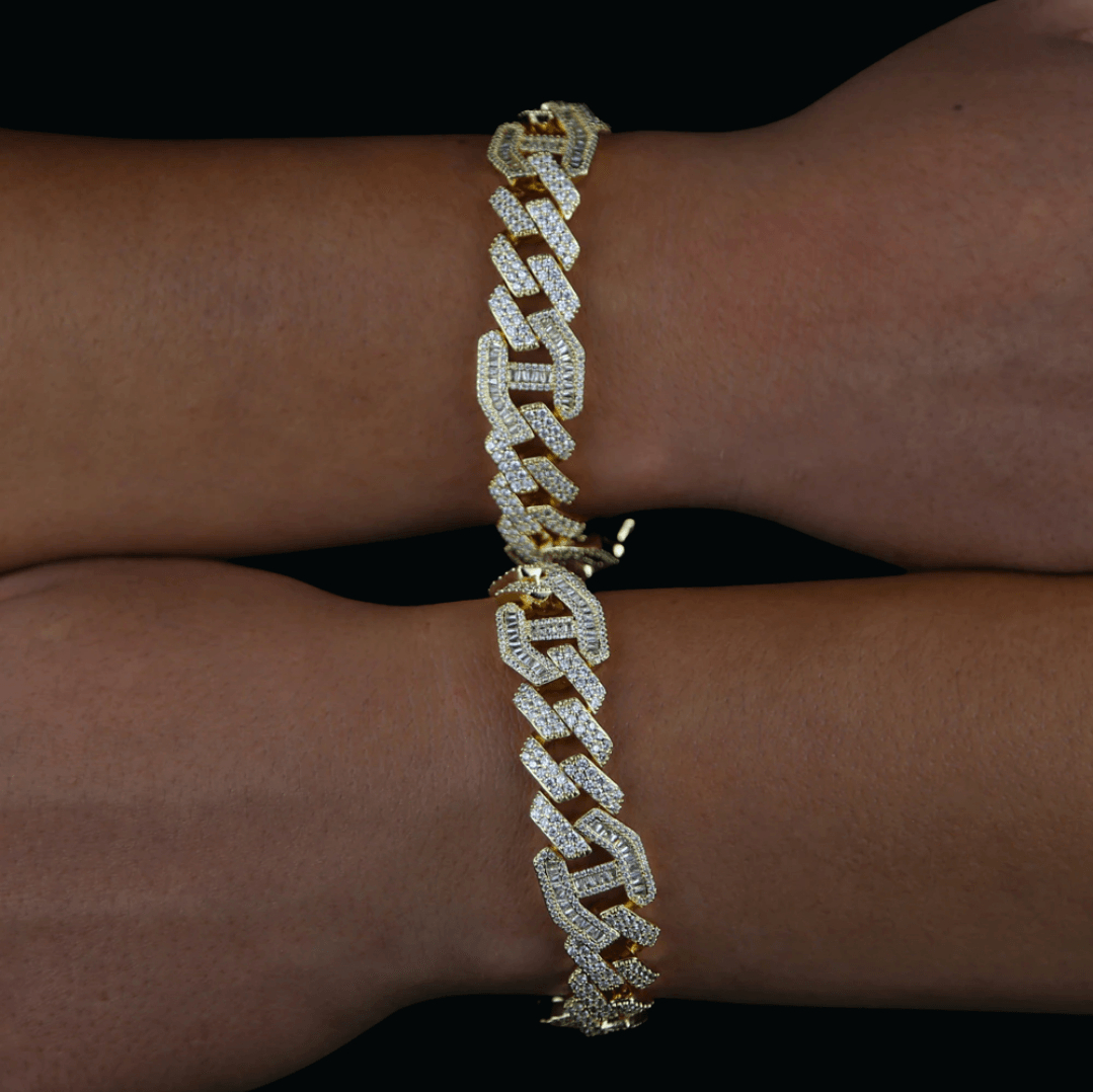 15MM Micro Paved Baguette CZ Cuban Bracelet - Icey Pyramid