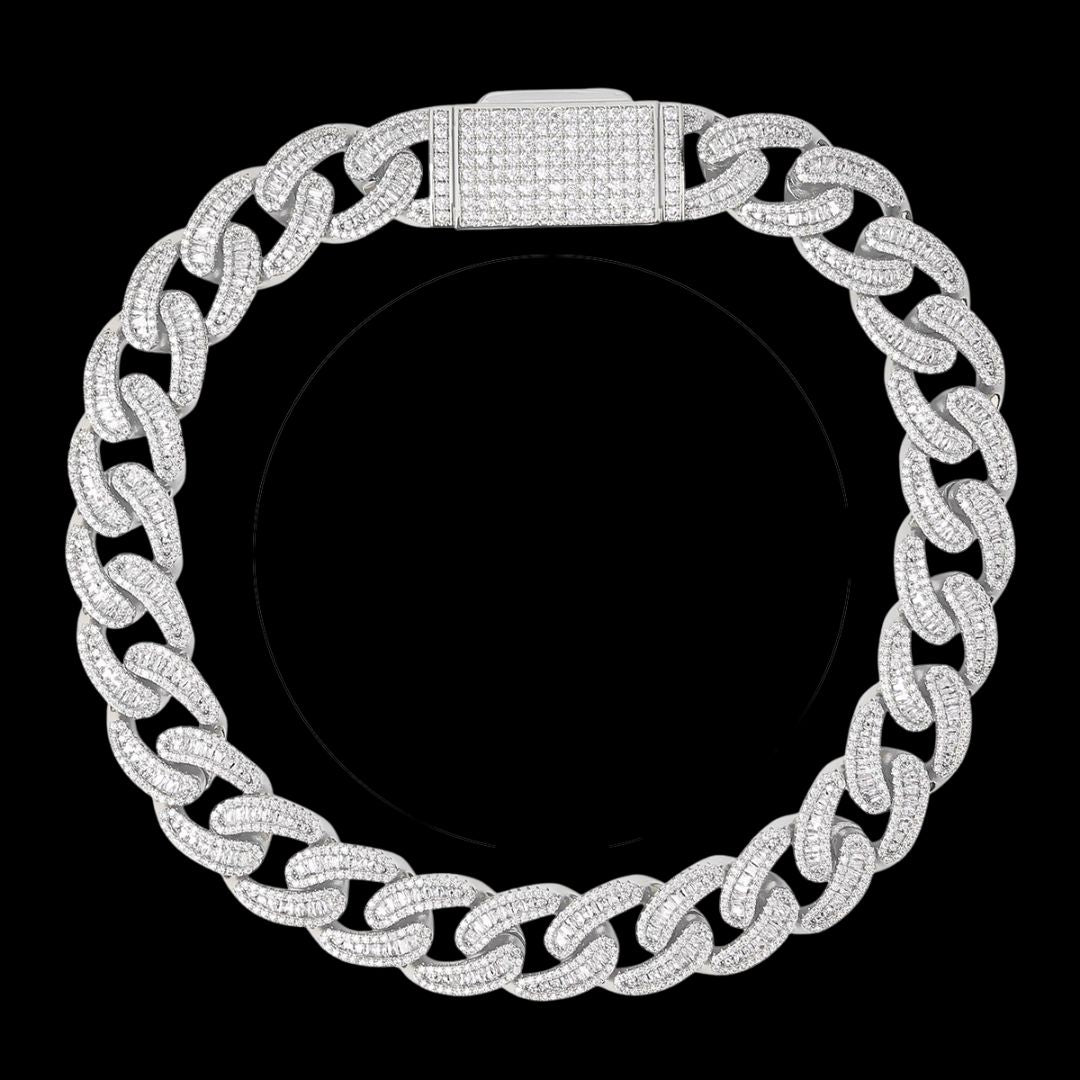 18MM Baguette and Tennis Iced Out Diamond Necklace Bracelet Set