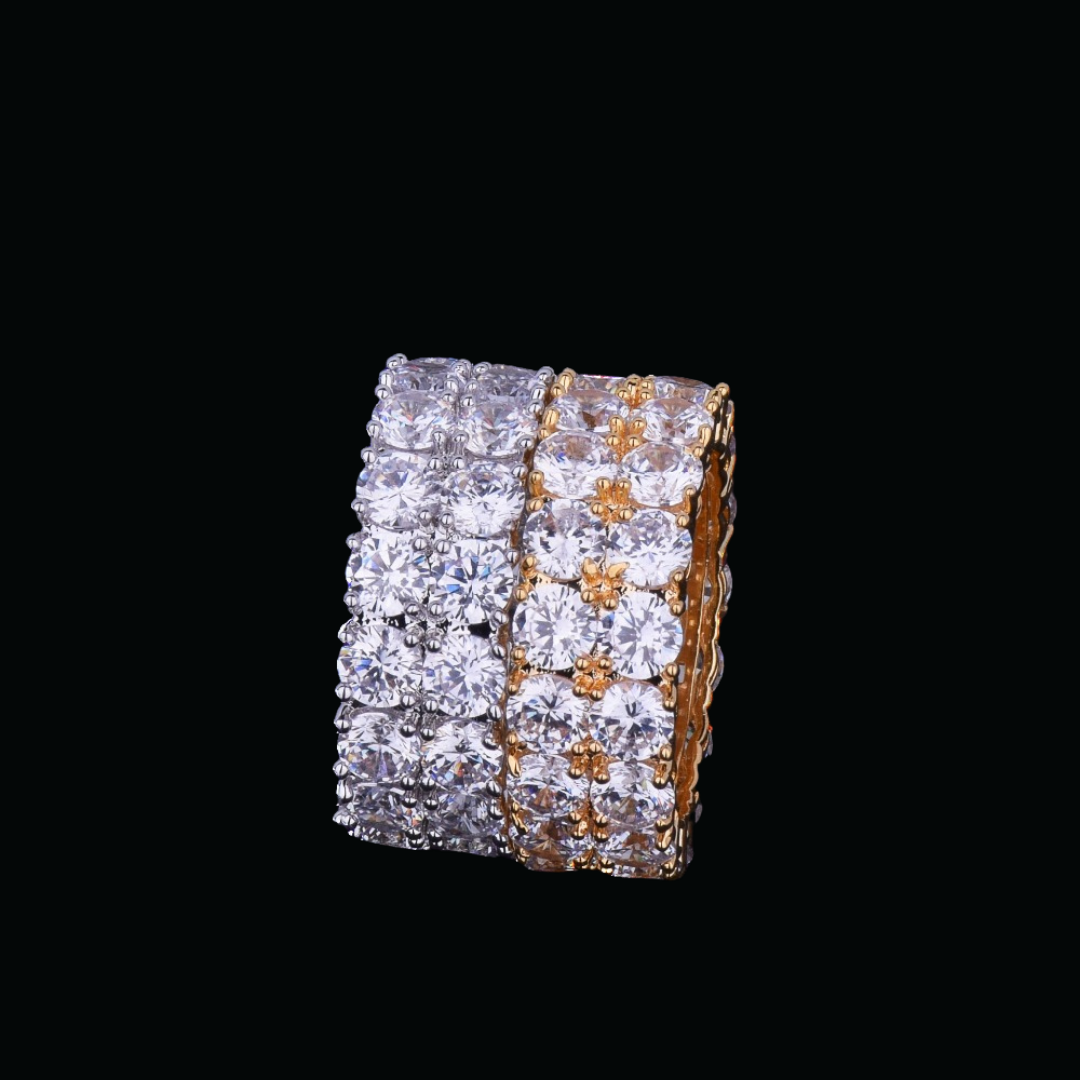 Shine w Tennis Edition Two Rows Solitaire Couples Luxury Rings