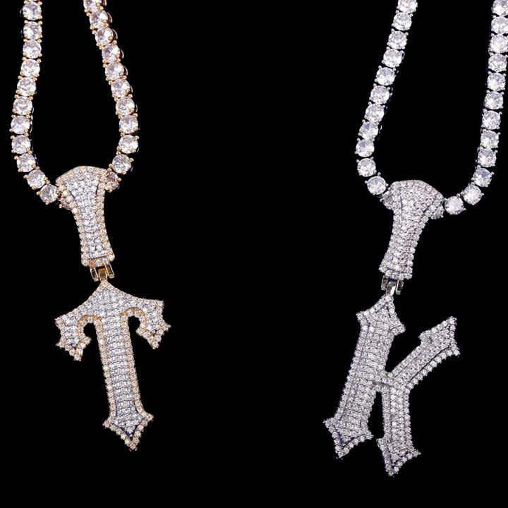 Trap Rapper Star Iced Out Initial Custom Name Necklace Pendant
