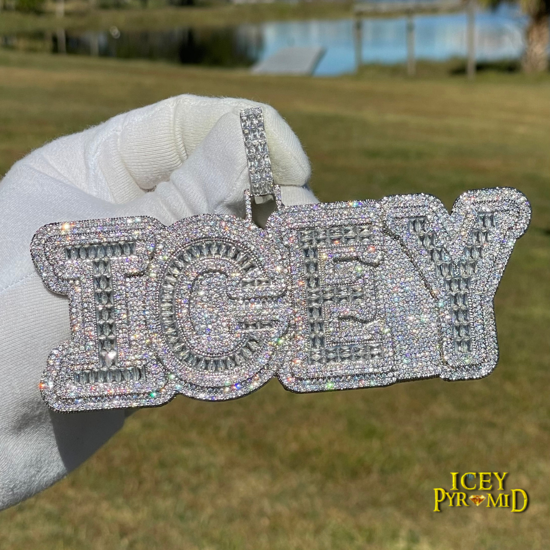 Overflow Stones Loaded with Diamond Iced Out Personalized Custom Name Necklace Pendant
