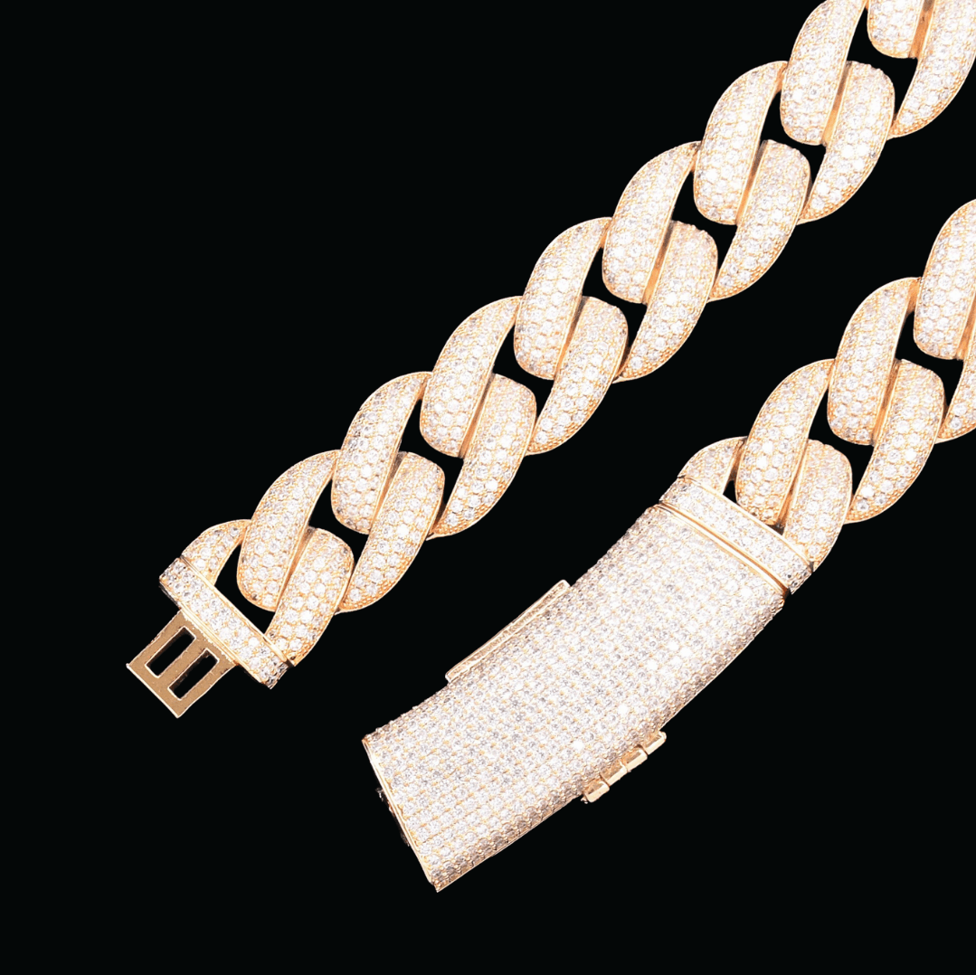 Thick Cut VVS Shine Miami Cuban Necklace Bracelet SET