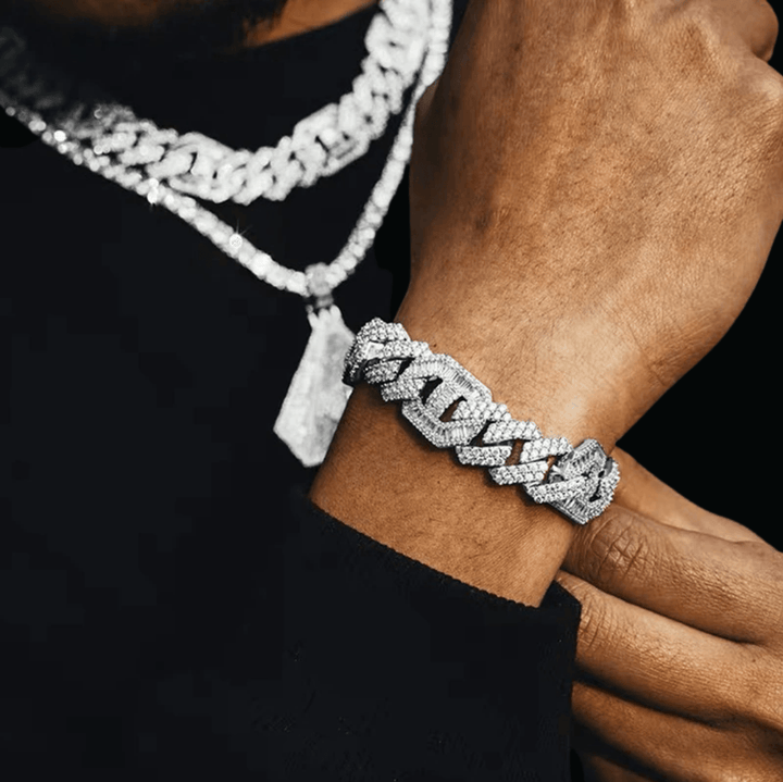 15MM Micro Paved Baguette CZ Cuban Bracelet - Icey Pyramid