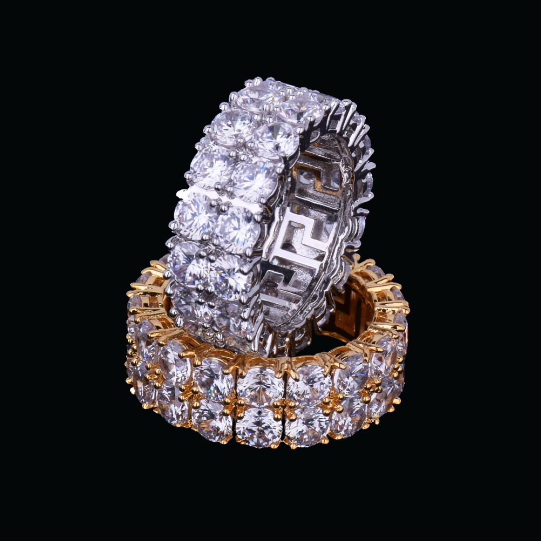 Shine w Tennis Edition Two Rows Solitaire Couples Luxury Rings