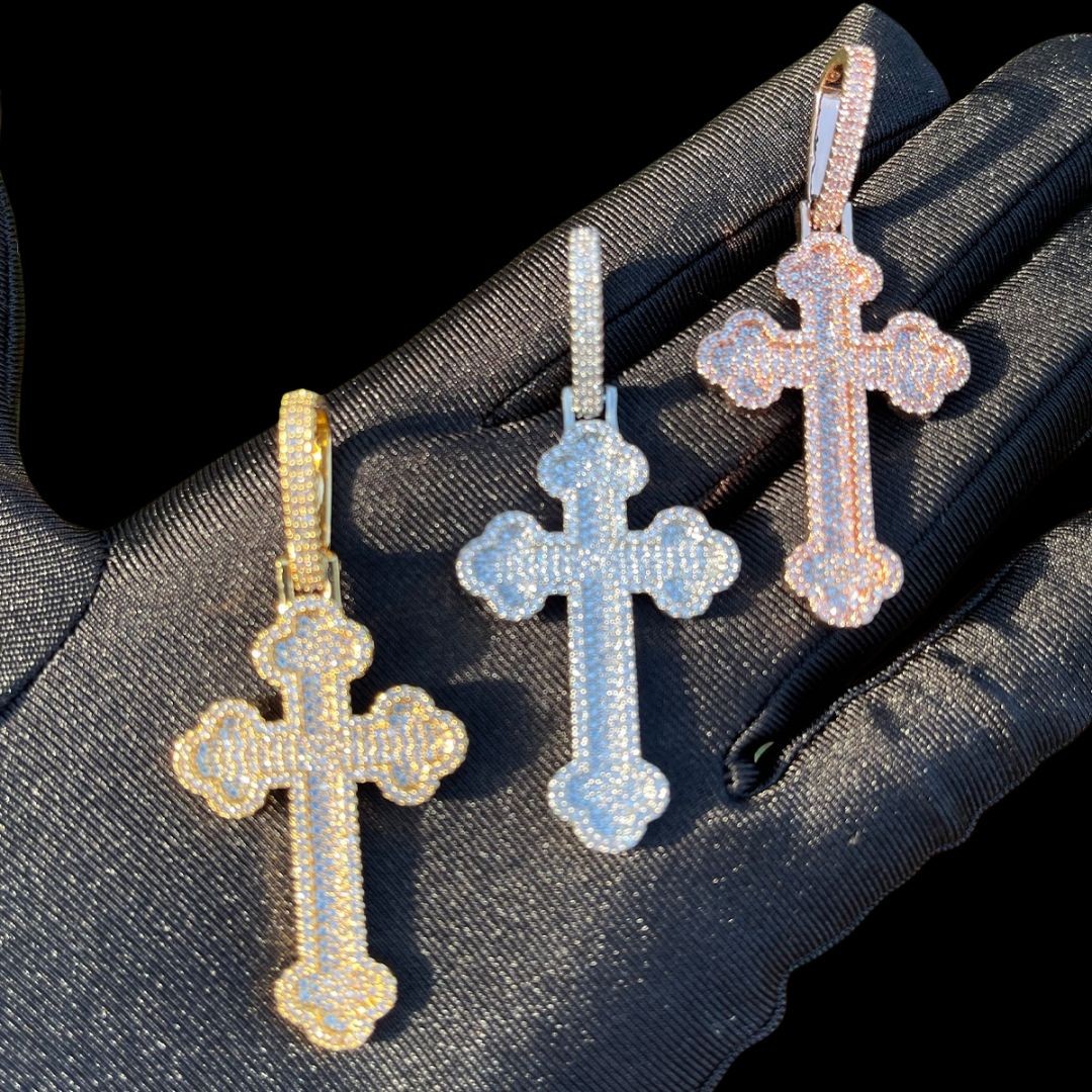 Cross Baguette Edition Iced Out Diamond Pendant Necklace