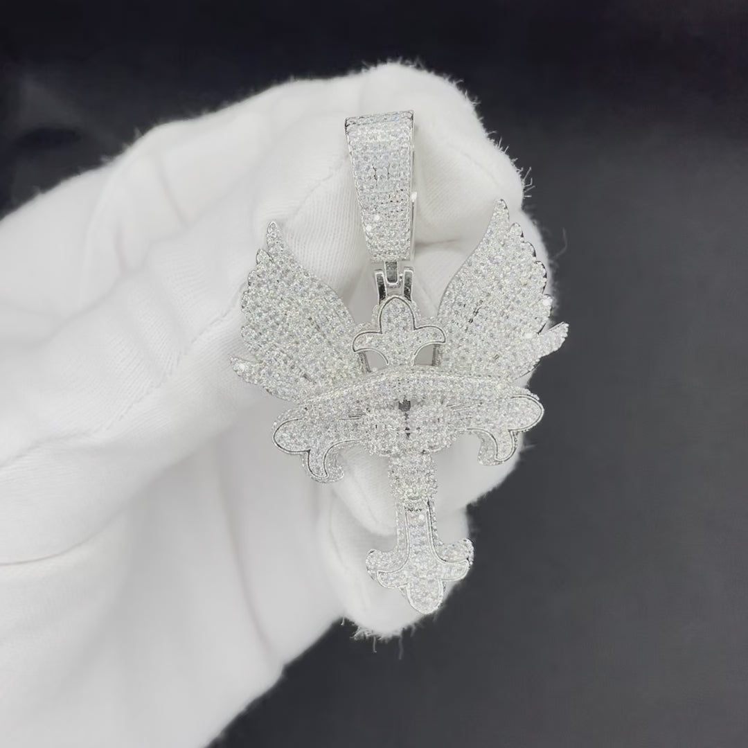 Cross Angel Wings Edition Iced Out Pendant