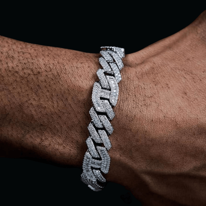 15MM Micro Paved Baguette CZ Cuban Bracelet - Icey Pyramid