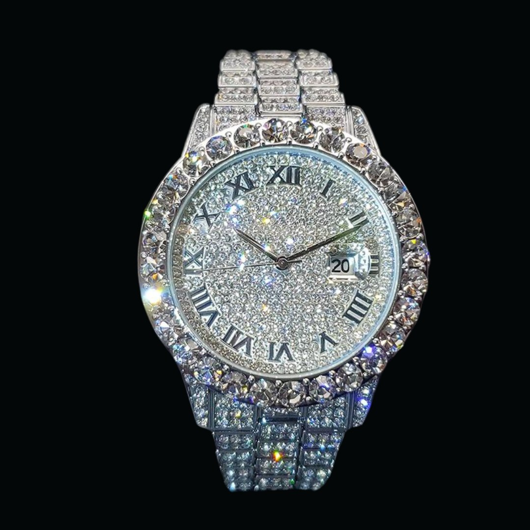 Bling Tennis Body Roman Numerals Iced Out Diamond Watch