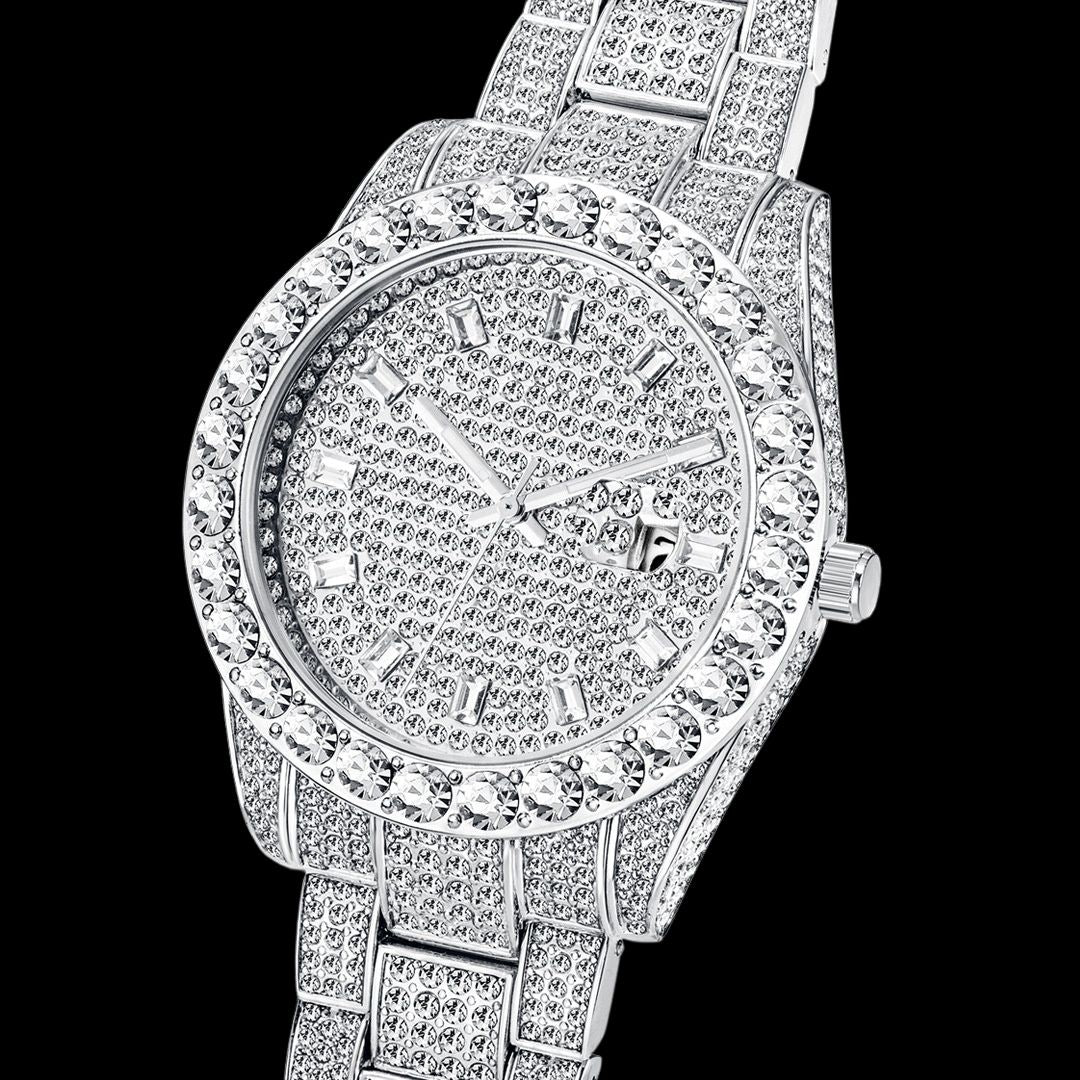 Double Diamond For Numerals and Cover Bling Iced Out Watch