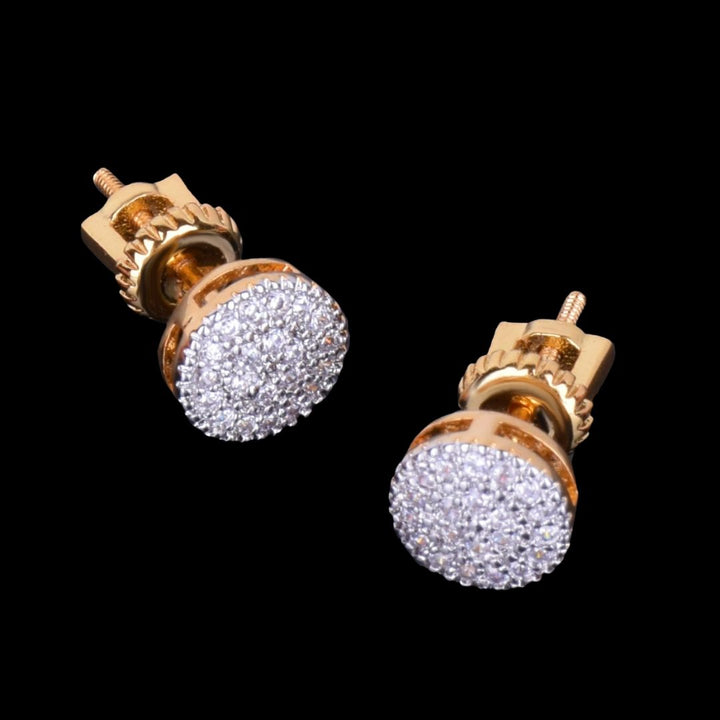 8MM Round Cut Iced Out Diamond Stud Earrings