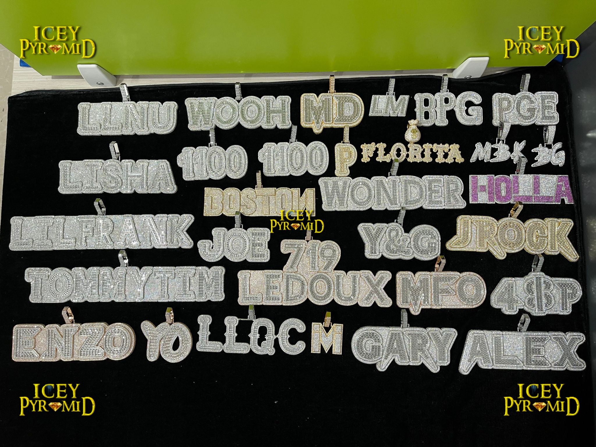Luxury Design Font Baguette Filled Iced Out Custom Pendant