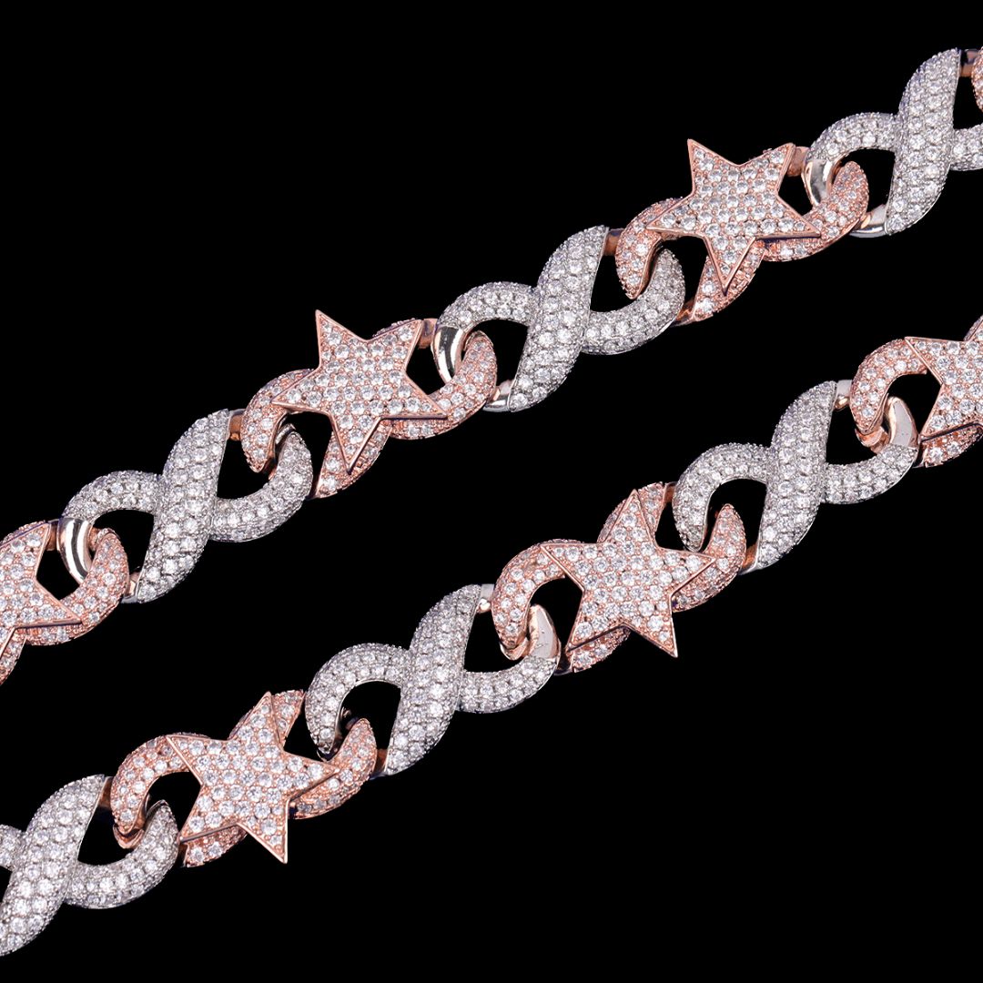 20MM Golden Color Star Miami Cuban Chain Special Bail Iced Out Chain Necklace