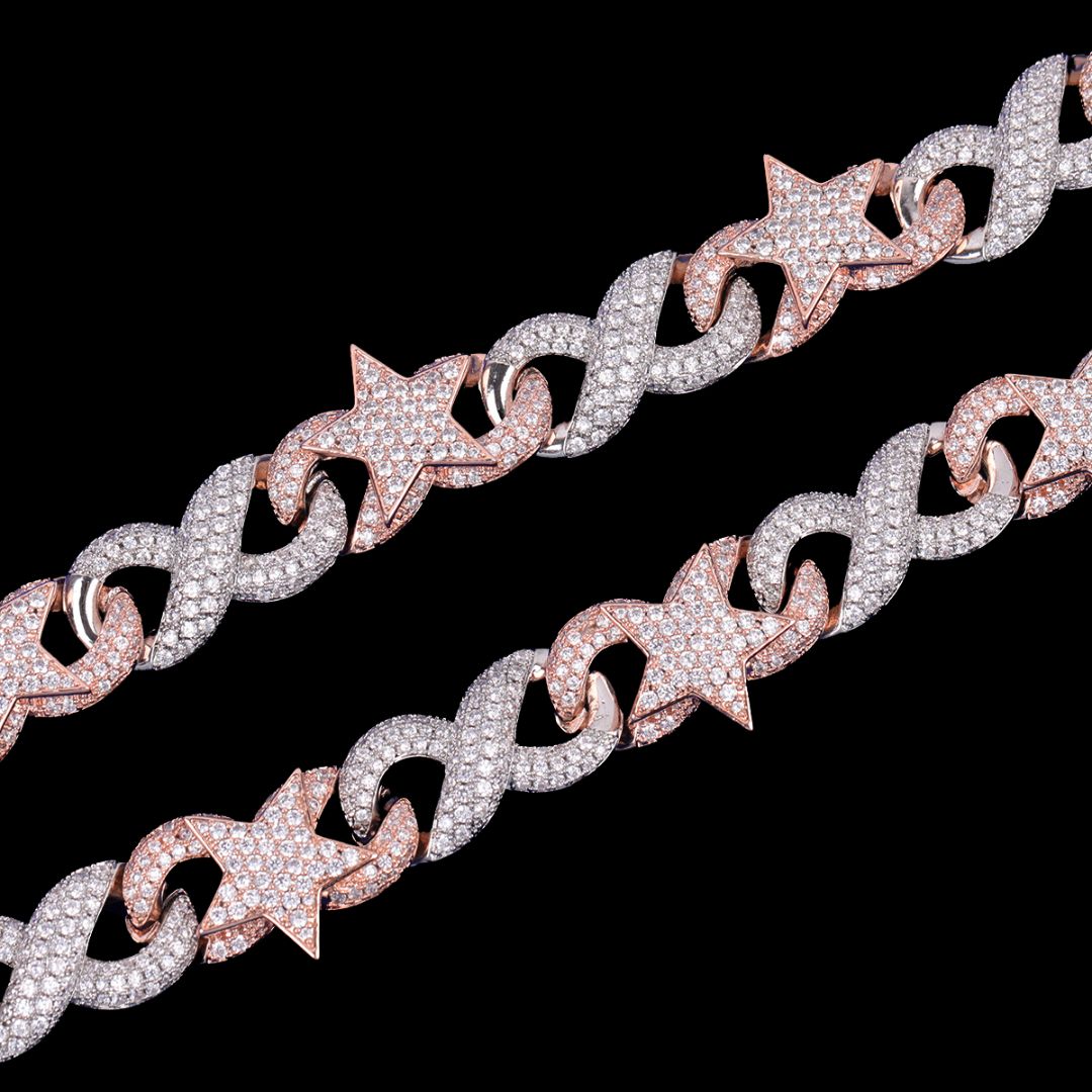 20MM Star Infinity Linked Diamond Eye Iced Out Necklace Chain