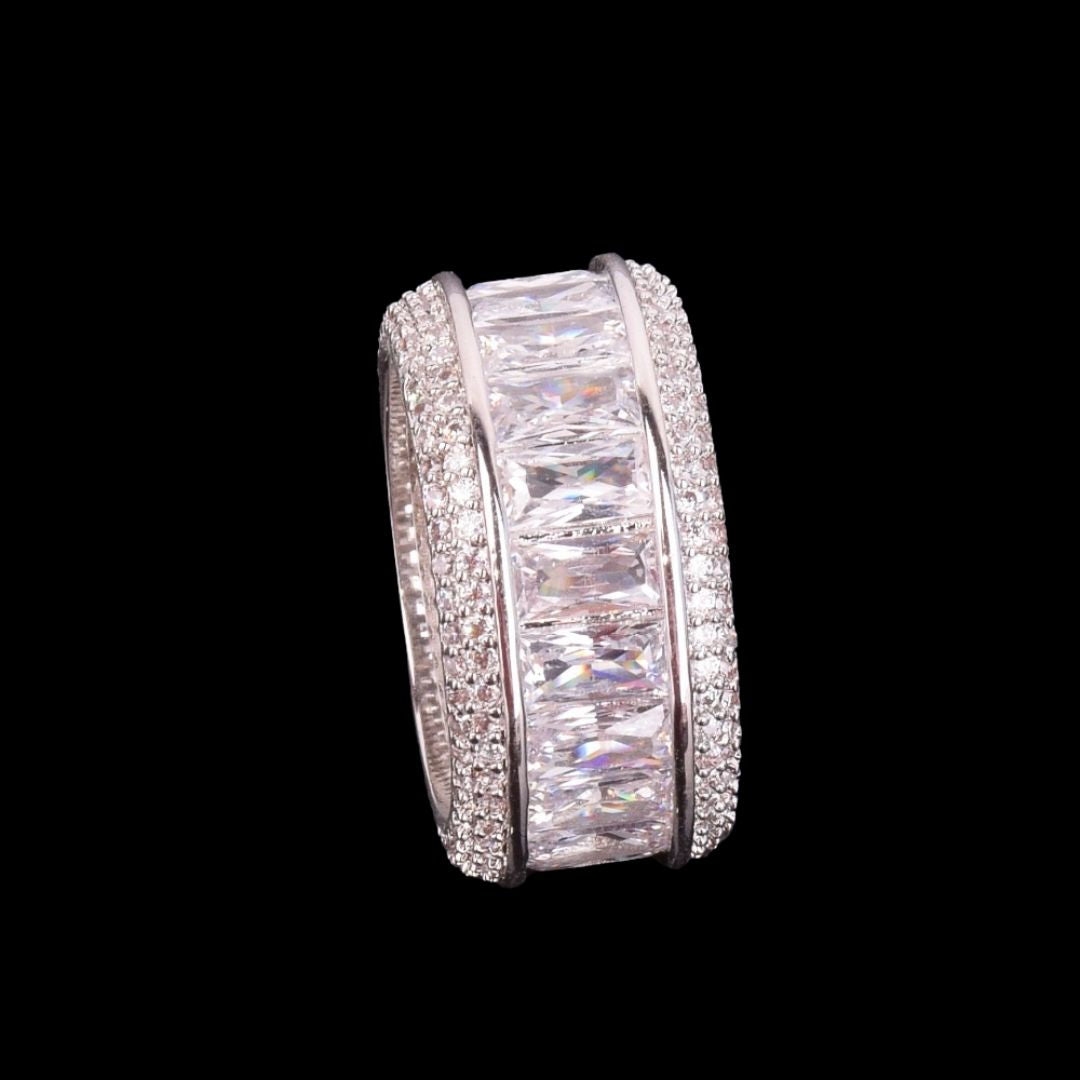 Baguette Cut Iced Out Diamond Ring