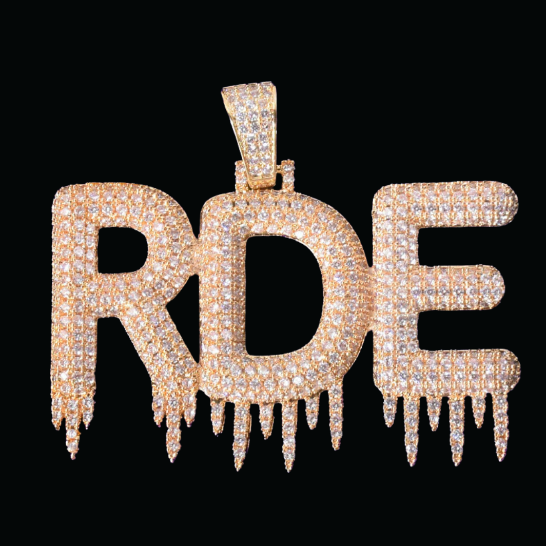 Iced Out Custom Name Dripping Baguette Design Personalized Pendant