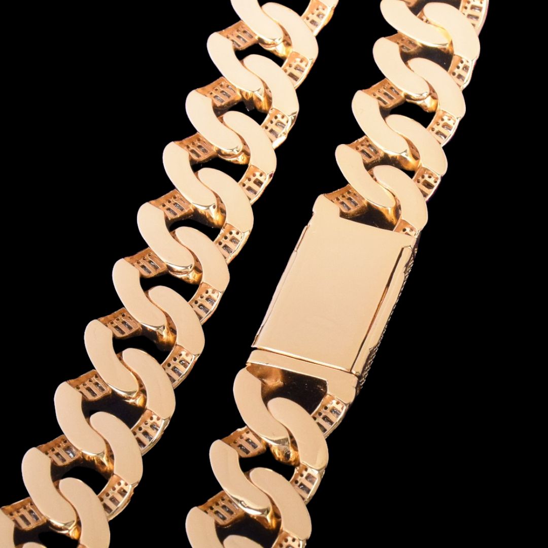 20mm Baguette Link Iced Out Diamond Necklace Chain