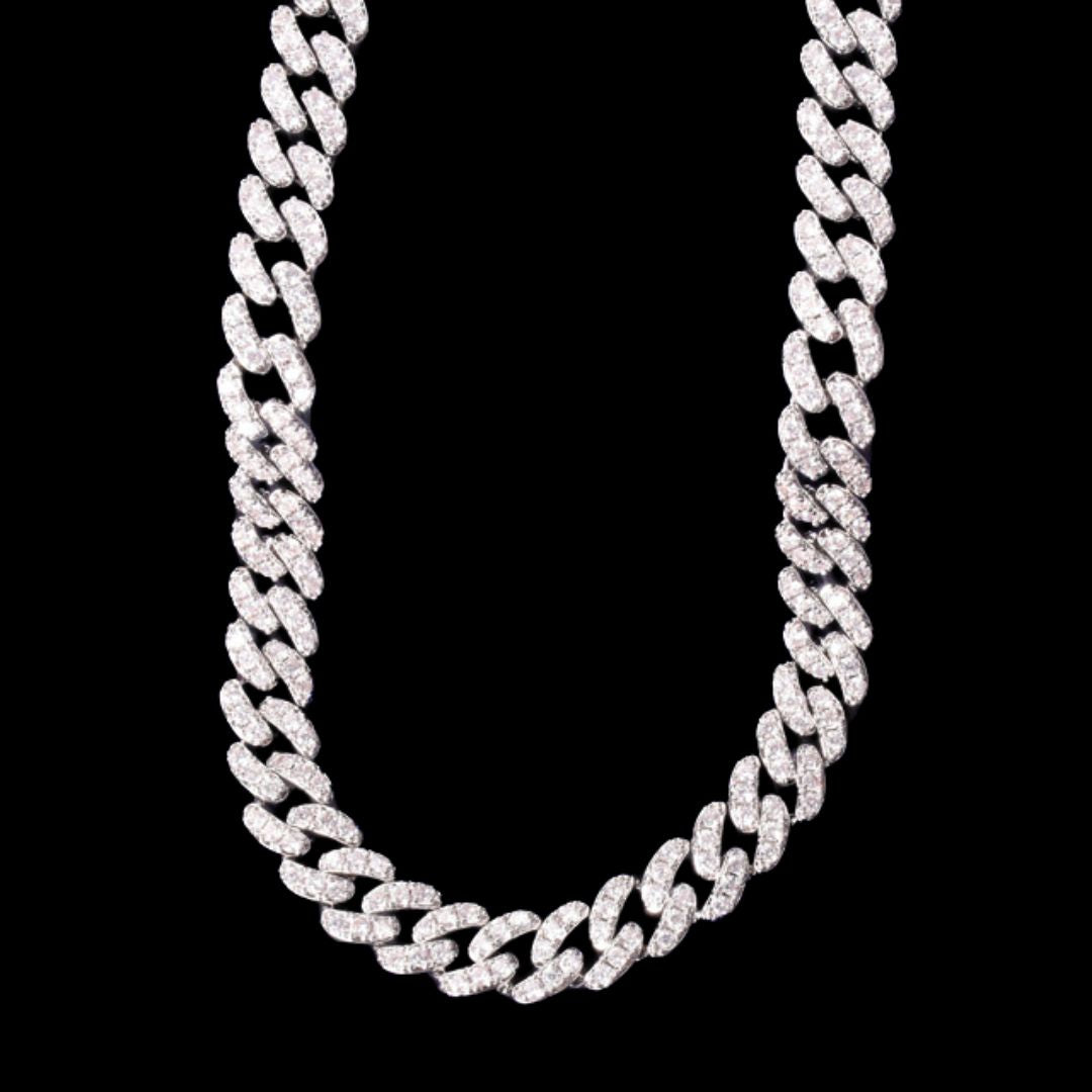 10MM Diamond Baguette Cut Miami Cuban Link Chain Iced Out Chain Necklace