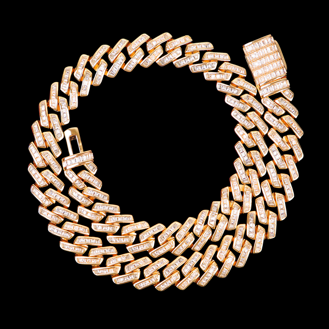 11MM Fully Baguette Link Iced Out Diamond Necklace Chain