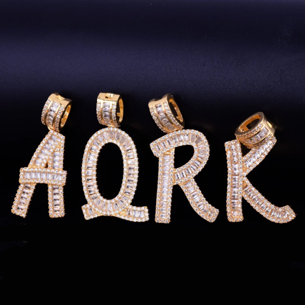 Italic Font Iced Out Personalized Custom Name Necklace Pendant