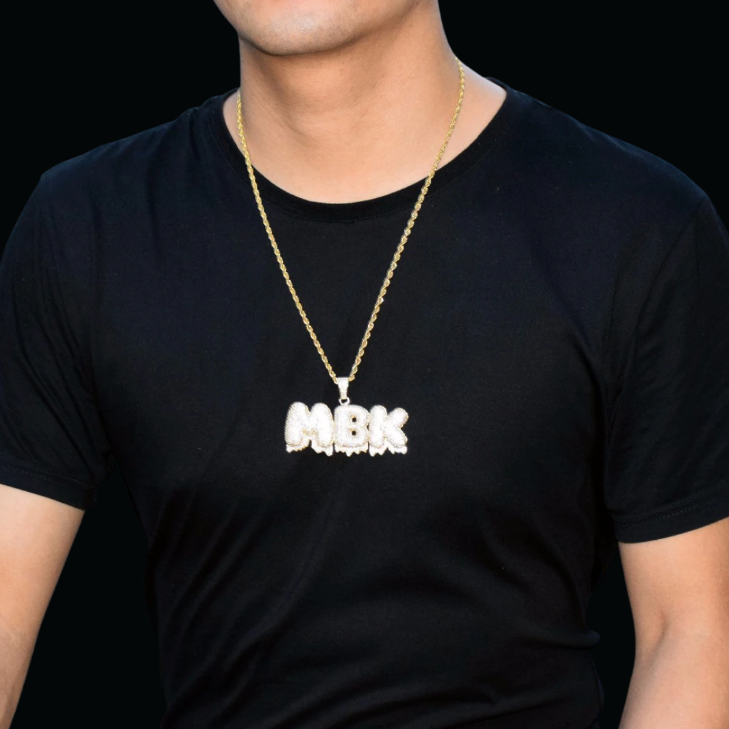 Custom Name Drippy Letter Chain Pendant