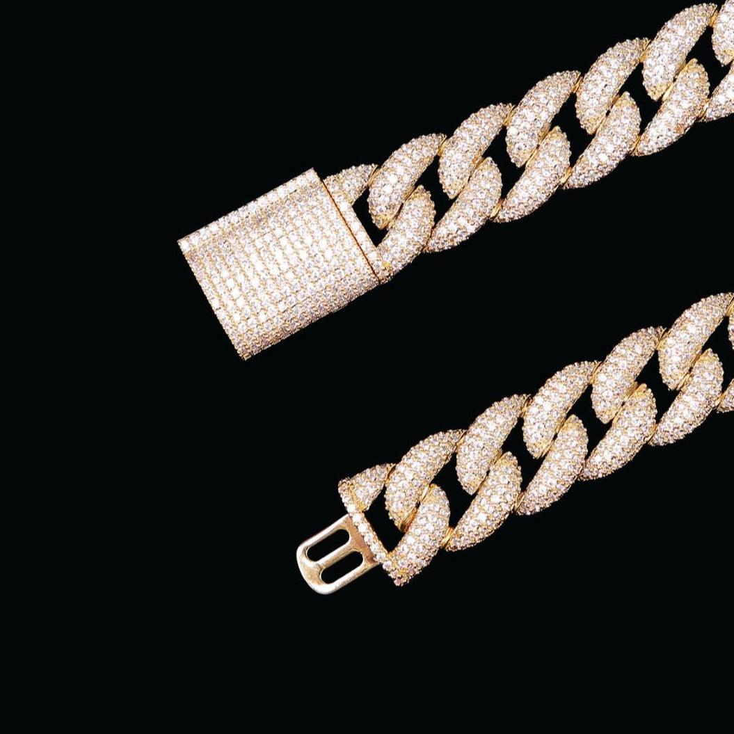 15mm Gold Plated  Miami Cuban Link Chain - Icey Pyramid