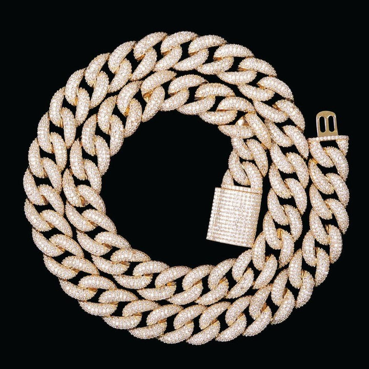 15mm Gold Plated  Miami Cuban Link Chain - Icey Pyramid