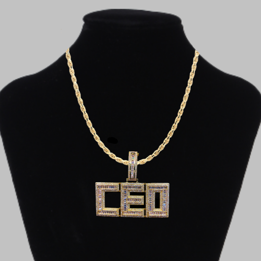 CEO Iced Out Letter Diamond Pendant Necklace