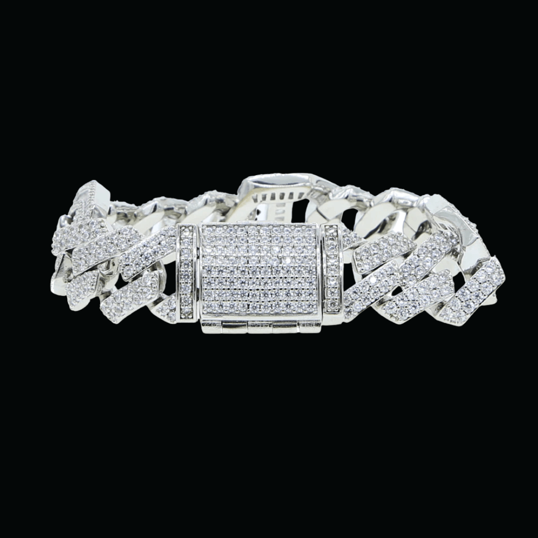 15MM Micro Paved Baguette CZ Cuban Bracelet - Icey Pyramid