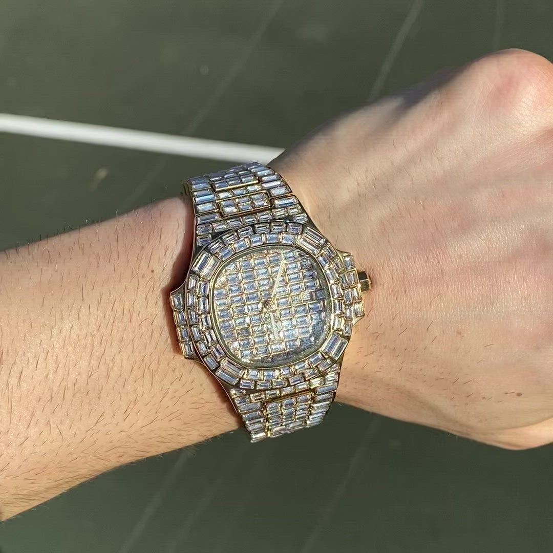 18K Fully Lab Diamond Covered Men's Luxurious Watch