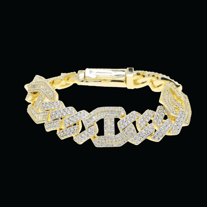 15MM Micro Paved Baguette CZ Cuban Bracelet - Icey Pyramid