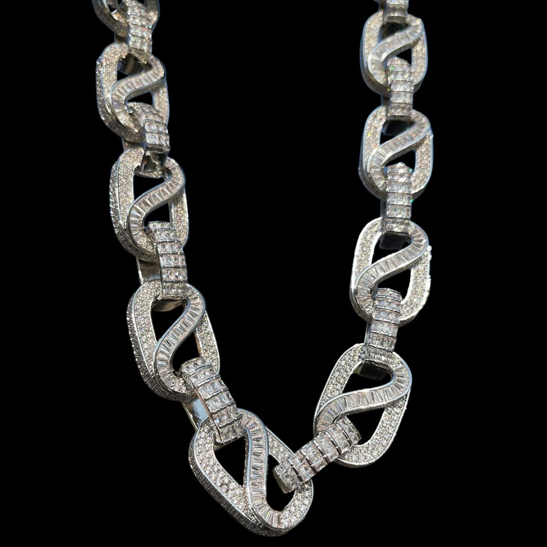 20MM Baguette Infinity Link Cuban Iced Out Diamond Necklace Chain