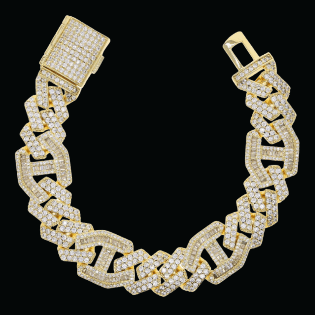 15MM Micro Paved Baguette CZ Cuban Bracelet - Icey Pyramid