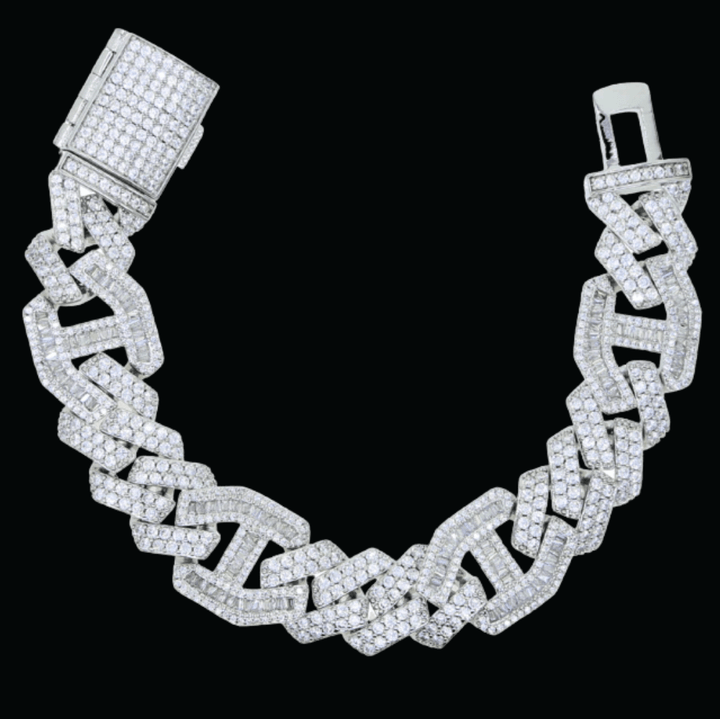 15MM Micro Paved Baguette CZ Cuban Bracelet - Icey Pyramid