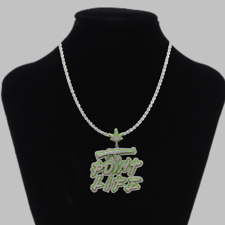 Point Life Glow In The Dark Iced Out Letter Diamond Pendant Necklace