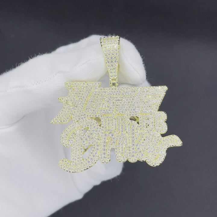 Hustle Or Be Broke Iced Out Letter Diamond Pendant Necklace
