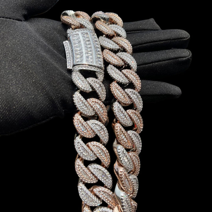 20MM Tennis-Baguette-Diamond Triple Edition Iced Out Diamond Necklace Chain