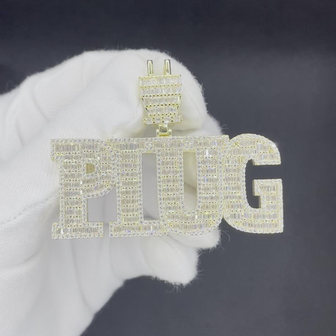 PLUG Special Bail Iced Out Letter Diamond Pendant Necklace