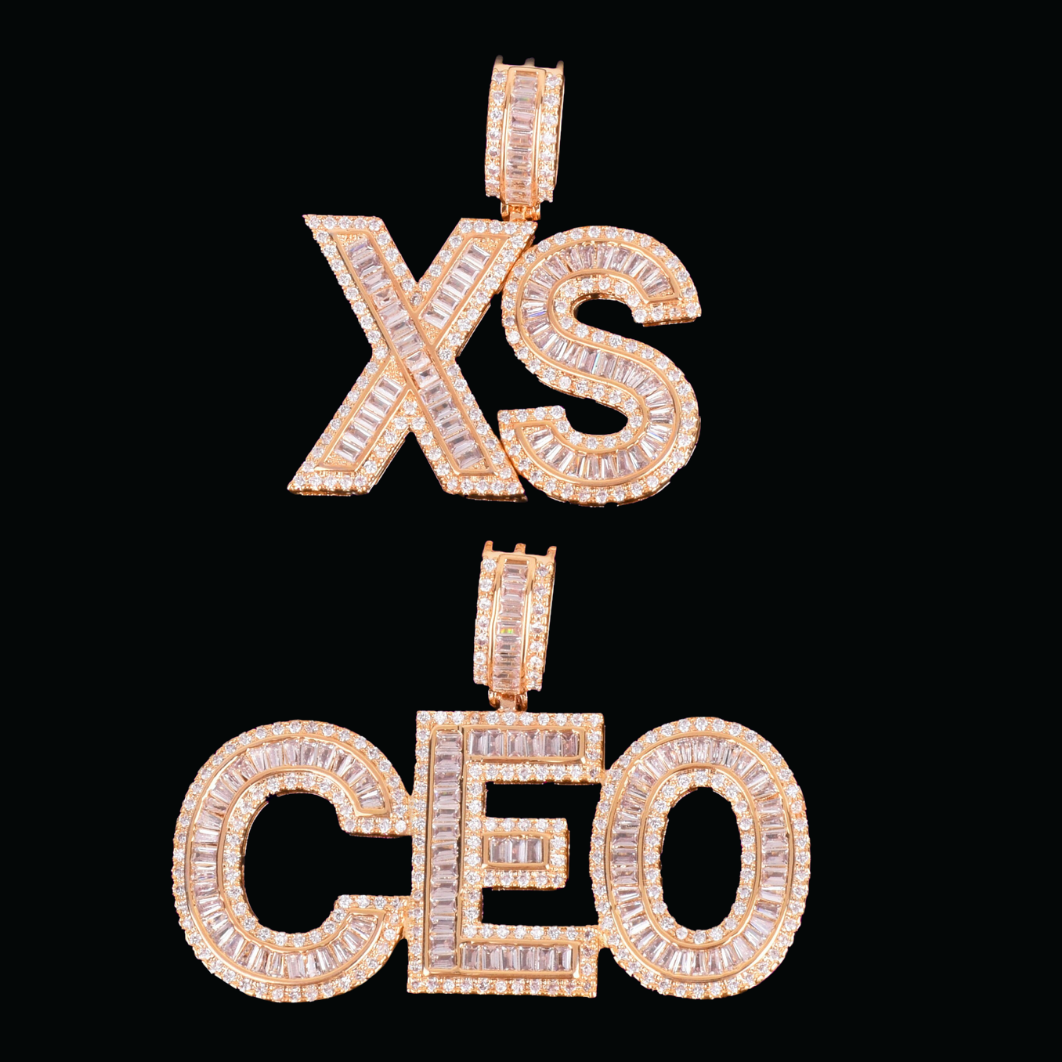 Custom Real Gold Plated Baguette Name Chain Necklace