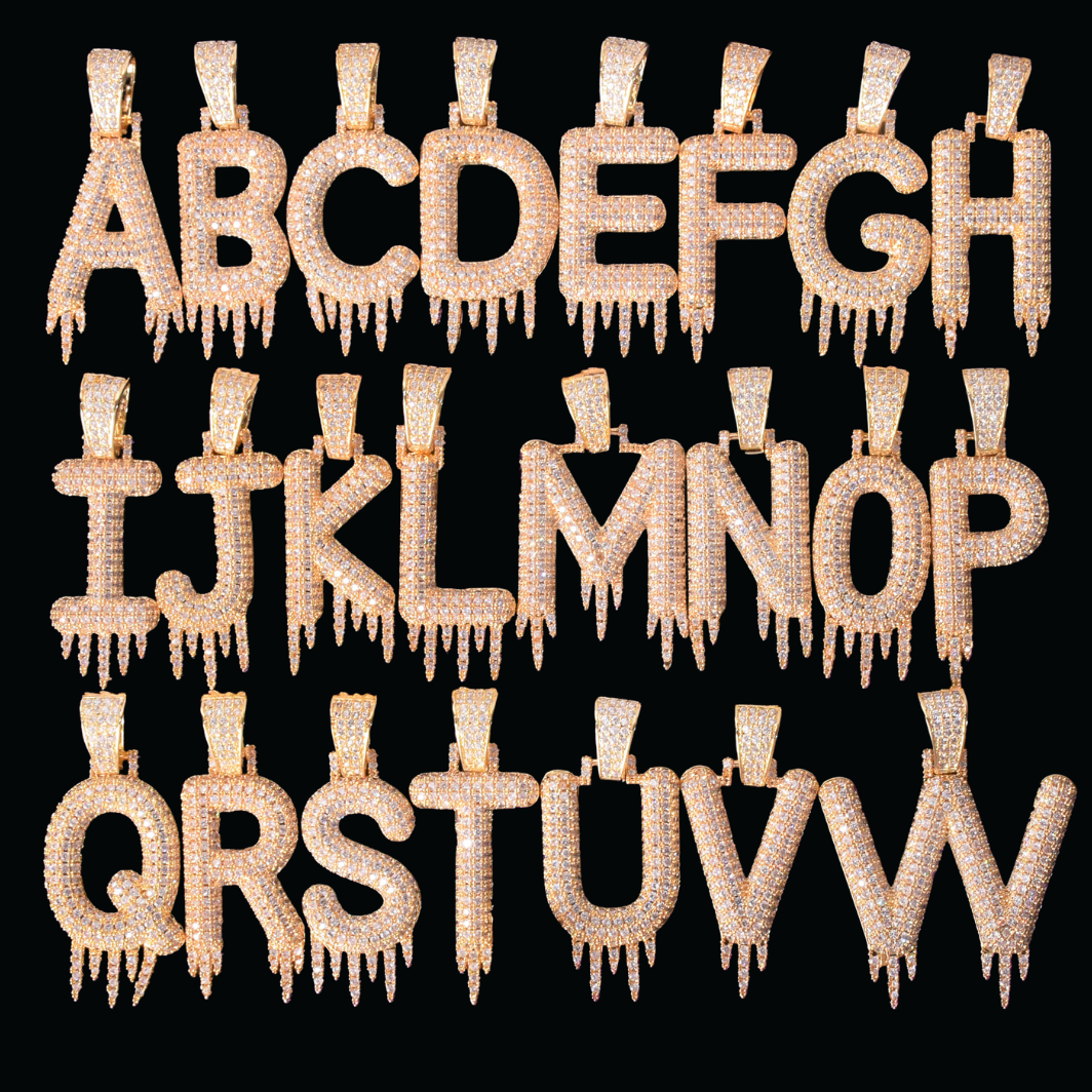 Iced Out Custom Name Dripping Baguette Design Personalized Pendant
