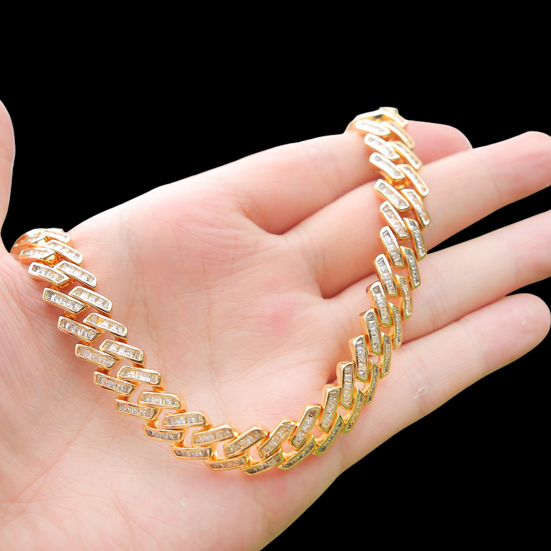 11MM Fully Baguette Link Iced Out Diamond Necklace Chain