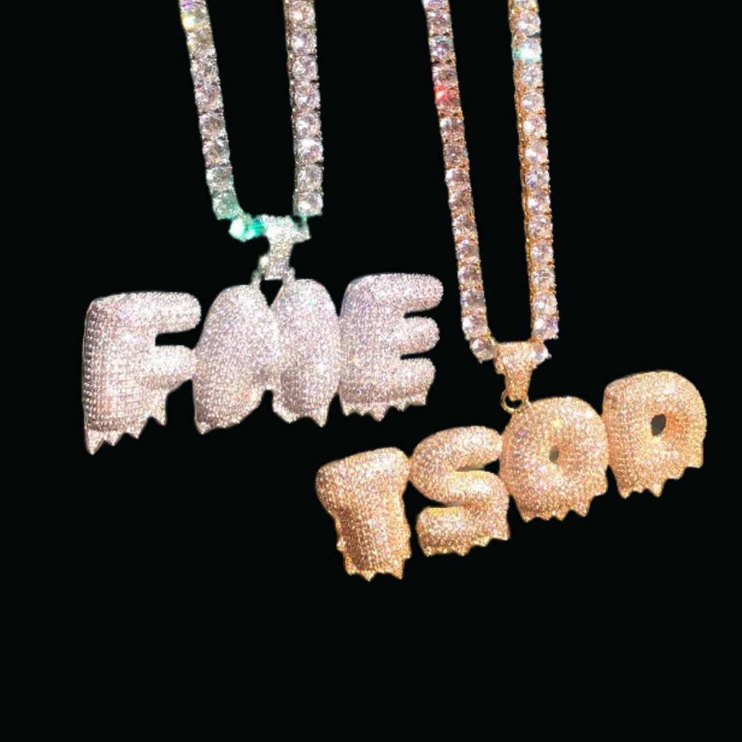 Custom Name Drippy Letter Chain Pendant