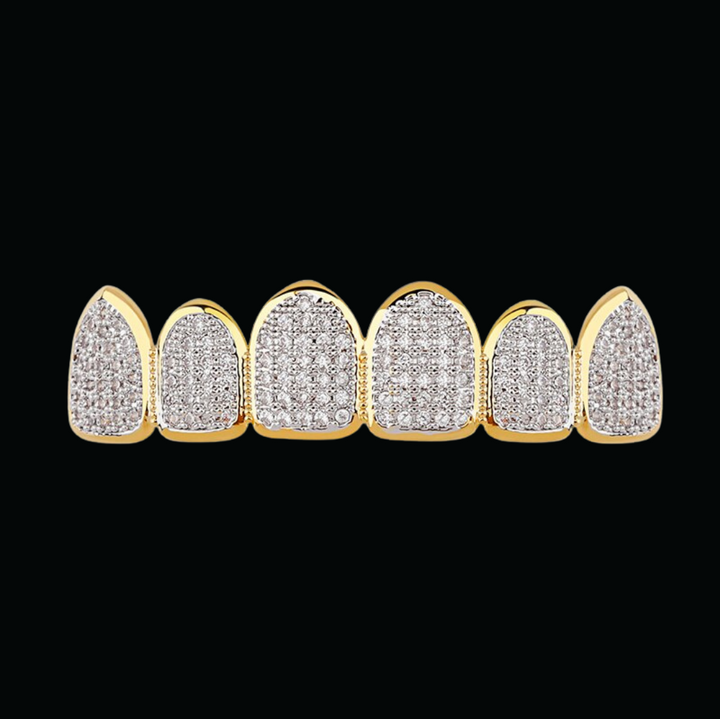6 Top and Bottom Iced Out Diamond Grillz