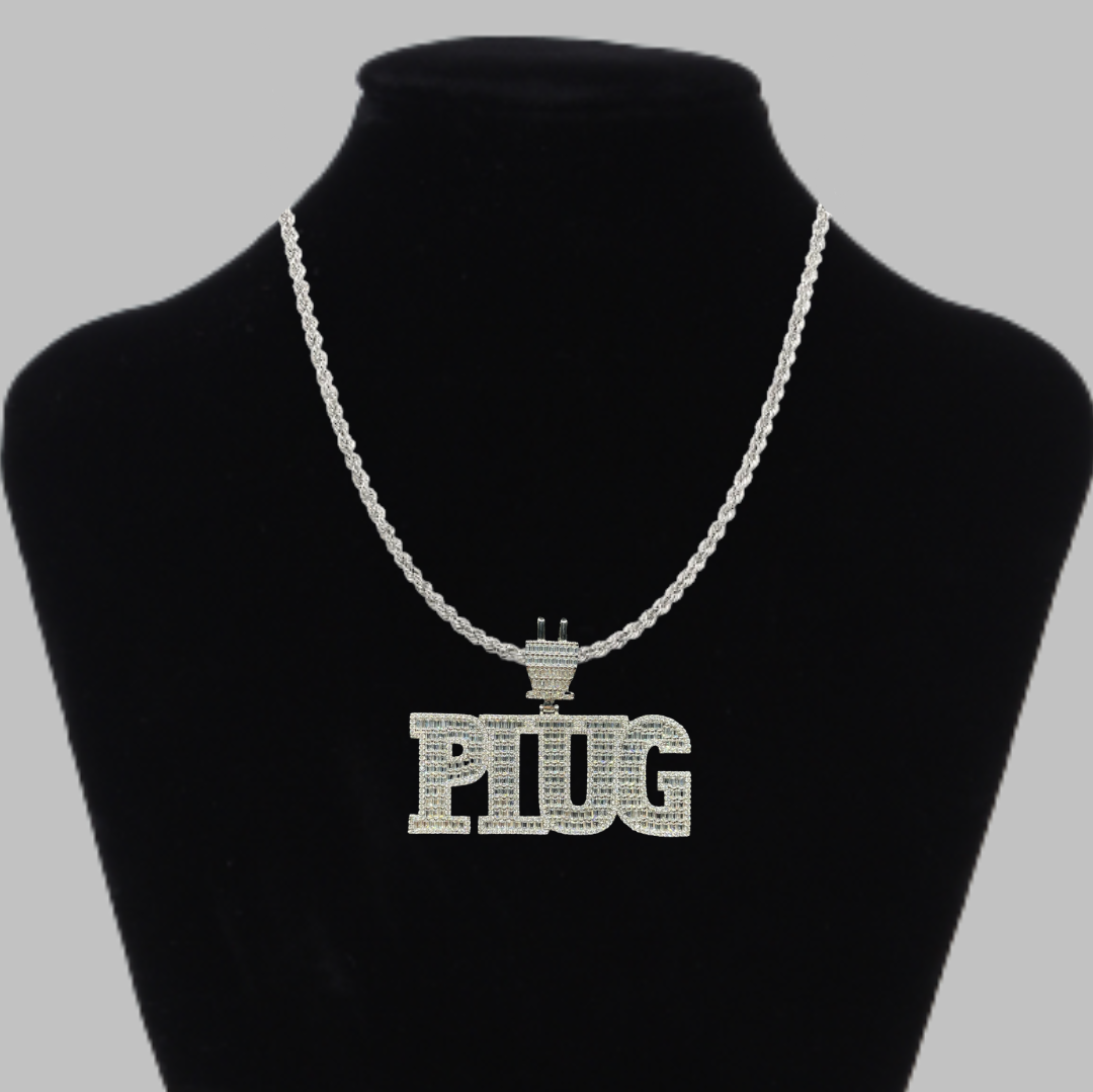 PLUG Special Bail Iced Out Letter Diamond Pendant Necklace