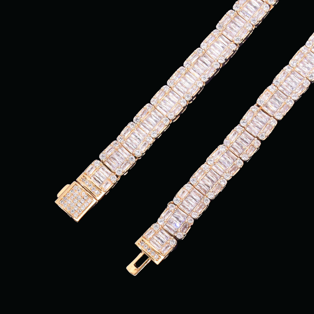 9mm Square Baguette Iced Out Diamond Necklace Chain